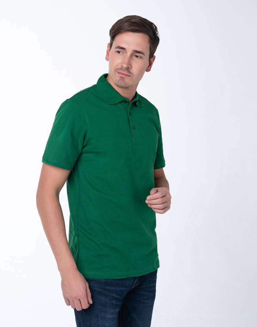 Тёмно-зелёная рубашка ПОЛО мужская оптом